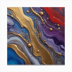 Gold River Abstract Painting Canvas Print