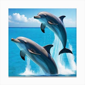 Dolphins In The Sea 2 Canvas Print