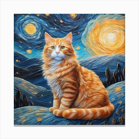 van gogh with cat Canvas Print