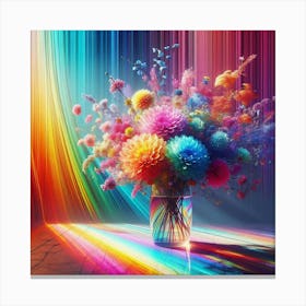 Colorful Flowers In A Vase Canvas Print