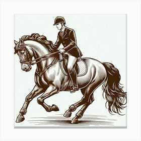 Line Art rider on horse 3 Canvas Print