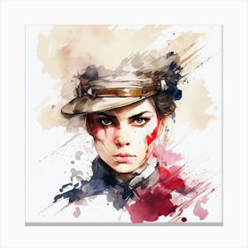 Watercolor Napoleonic Soldier Woman #2 Canvas Print