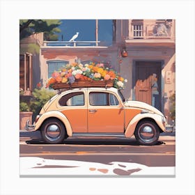 Groovy Grooves: A 60s Beetle Bloomin' with Love Canvas Print
