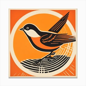 Retro Bird Lithograph Sparrow 7 Canvas Print