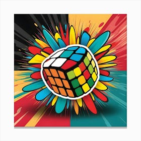 A Vibrant Professional Graphic Design In A Pop Art Style Rubik's Cube 1 Canvas Print