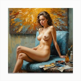 Nude Artist in vincent van gogh style Canvas Print