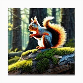 Squirrel In The Forest 411 Canvas Print