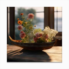 Flowers In A Boat 2 Canvas Print