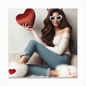 Woman With Heart Canvas Print