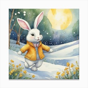 Rabbit In The Snow Canvas Print