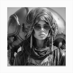 Sand punk Woman In Sunglasses in the desert Canvas Print