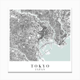 Tokyo Japan Street Map Minimal Color Square Canvas Print