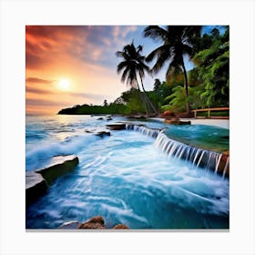 Ocean Lake River Pond Stream Splash Wave Ripple Tide Current Cascade Fountain Waterfall Canvas Print