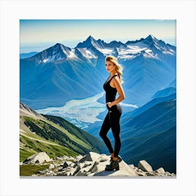 Woman On Top Of A Mountain 5 Canvas Print