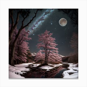 Moonlight In The Snow Canvas Print