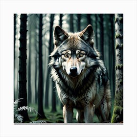 Wolf In The Woods 22 Canvas Print