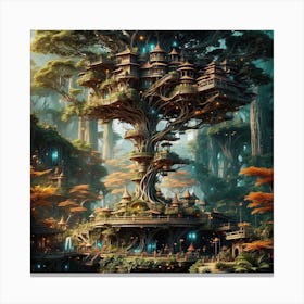 "The Futuristic Forest: A Holographic Tapestry of Nature's Beauty" Canvas Print