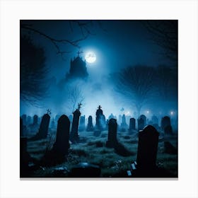 Graveyard At Night 6 Canvas Print