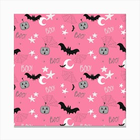 Black And White Pumpkin On Pink Canvas Print