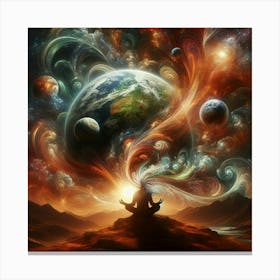 Meditating Woman In Space Canvas Print