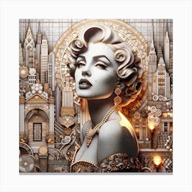 Beautiful Woman in the Style of Collage Canvas Print
