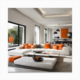 213912 Villa Living Room, Modern Minimalist Style, White Xl 1024 V1 0 1 Canvas Print