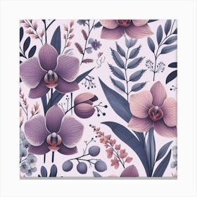 Scandinavian style,Pattern with lilac Orchid flowers 1 Canvas Print