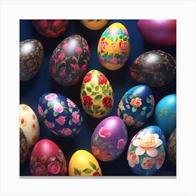 Easter Eggs Painted with Roses Canvas Print