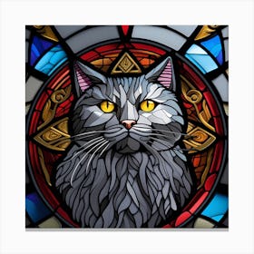 Cat, Pop Art 3D stained glass cat superhero limited edition 48/60 Canvas Print