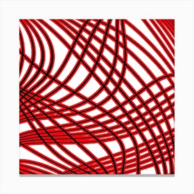Abstract Red Wavy Lines Canvas Print