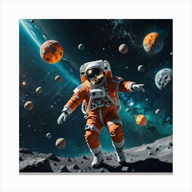 Astronaut On The Moon Canvas Print