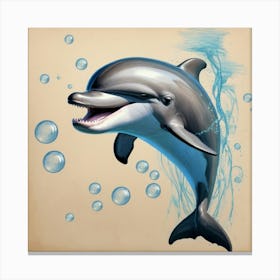 Dolphin With Bubbles Canvas Print