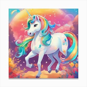 Unicorn With Rainbow Mane Canvas Print