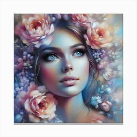 Beautiful Girl With Flowers 19 Canvas Print