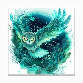 Owl In The Ocean 1 Canvas Print