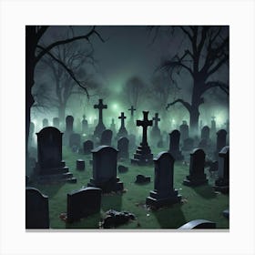 Graveyard At Night 10 Canvas Print