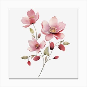 Pink Flowers On Black Background Canvas Print