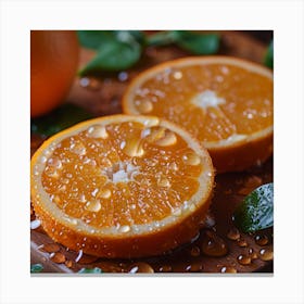 Orange Slices With Water Droplets Canvas Print