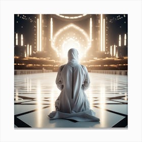 Muslim Woman Praying In Mosque Canvas Print