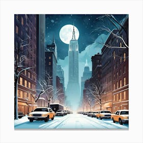 Winter Night Travel Poster New York City Usa Canvas Print