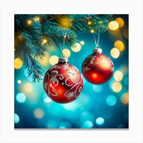 Christmas Tree Ball Background Holiday Merry Celebration Pine Ornament Glow Happy Design (14) Canvas Print