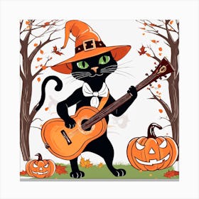 Cute Cat Halloween Pumpkin (51) Canvas Print