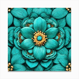 Turquoise Flowers 1 Canvas Print