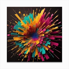 Color Explosion 1, an abstract AI art piece that bursts with vibrant hues and creates an uplifting atmosphere. Generated with AI,Art style_Product Photography,CFG Scale_3 Canvas Print