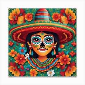 Day Of The Dead Mexican Girl 1 Canvas Print