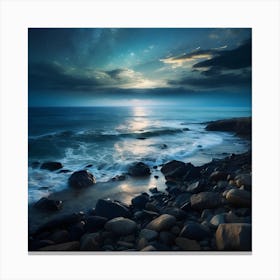 Moonlight Over The Ocean Canvas Print