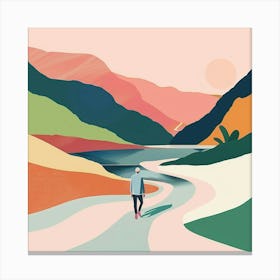 Man Walking Down A Road 1 Canvas Print