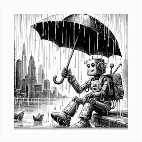 Robot In The Rain Lienzo