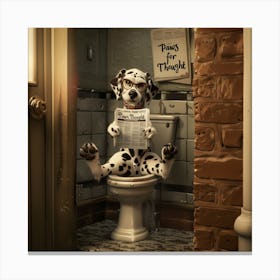 Dalmatian reading in the loo Canvas Print