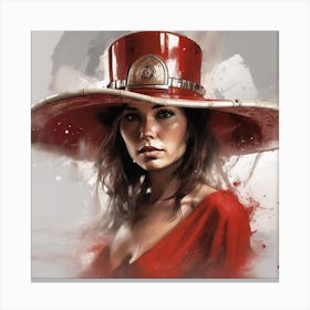 Woman In A Red Hat 1 Canvas Print